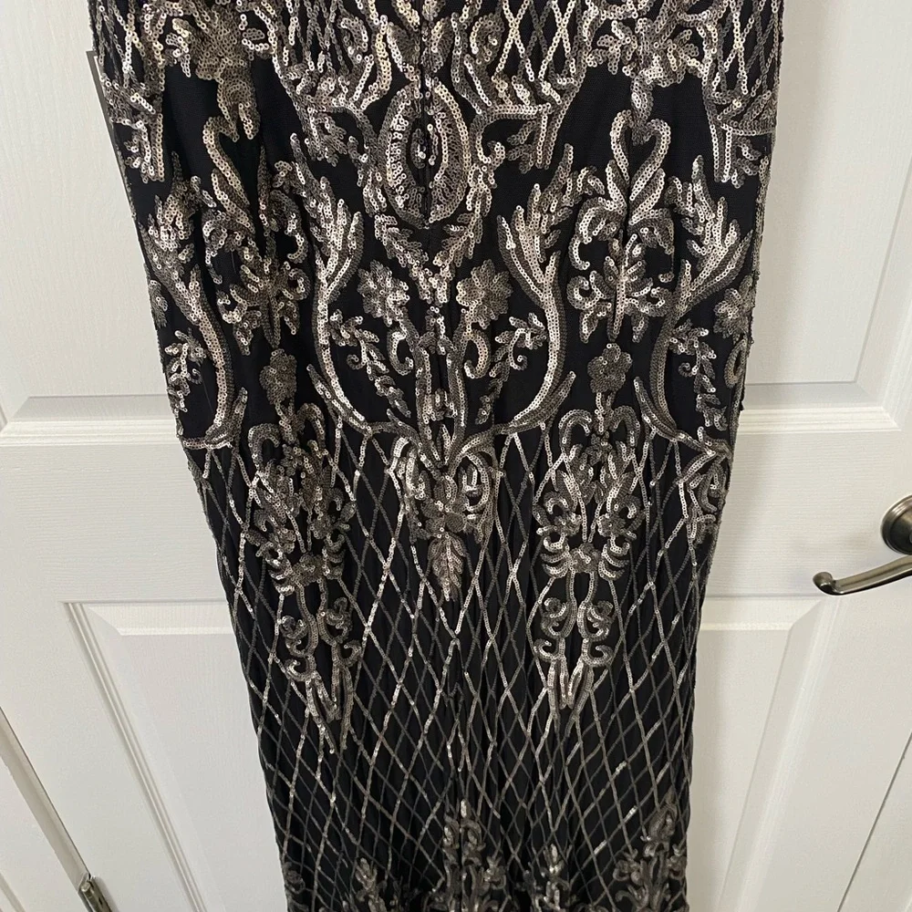 Gold Sequin Black Evening Gown - Picture 9 of 13